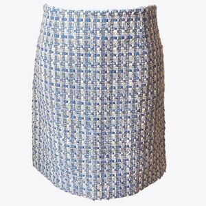 KAFFE Boucle Tweed Pencil Skirt NWT Blue White Regatta French Country Office 36
